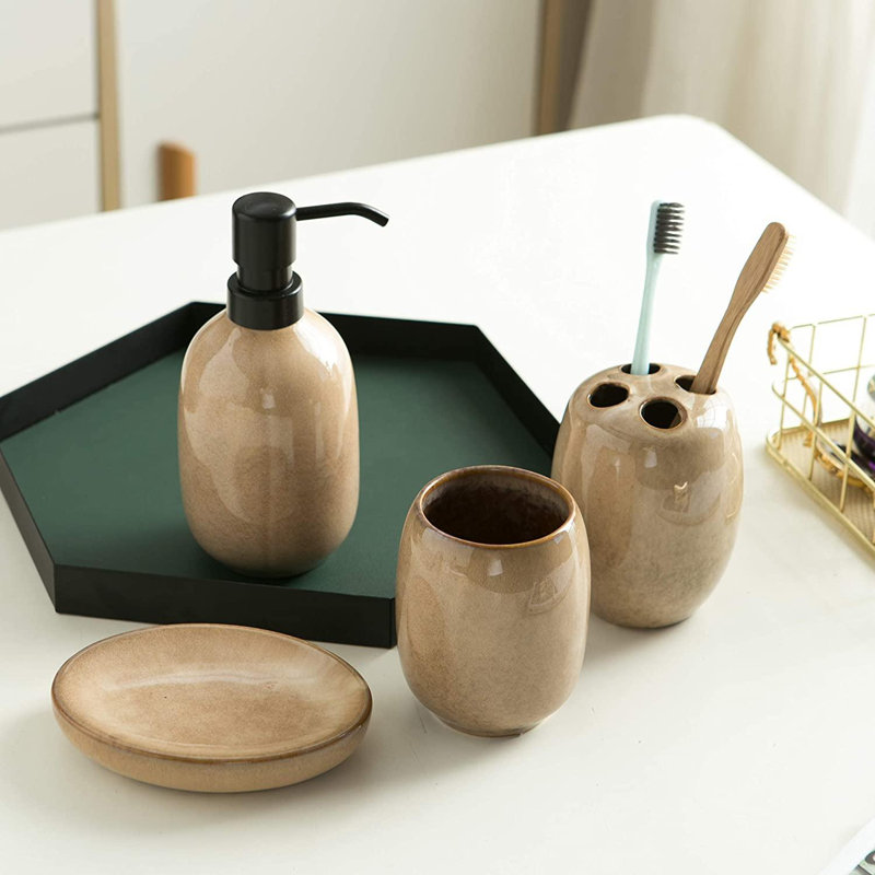 Latitude Run® Bathroom Accessories Set, 4Piece Ceramic Bath Collection